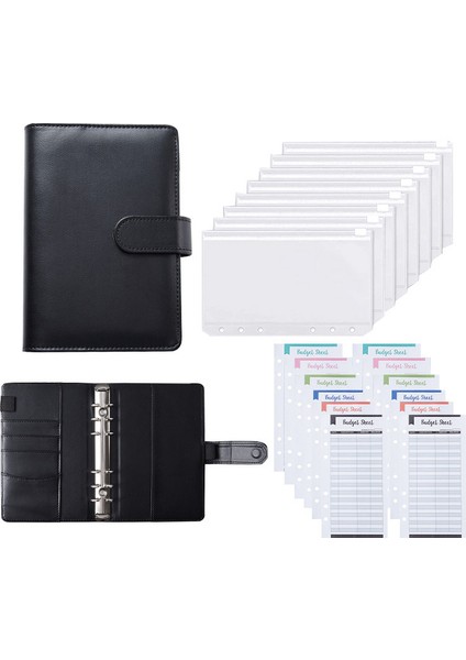 Fermuarlı Çanta A6 Pu Deri Defter Bütçe Bağlayıcı 6 Fermuarlı Kese Sayfaları Doldurulabilir 6 Halka Gevşek Yaprak Kişisel Planlayıcı Bağlayıcı Çıkartmalar (Yurt Dışından)