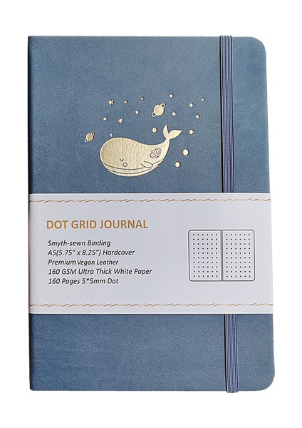 Mavi Vegan Deri A5 Özelleştirilebilir 160 Gsm Noktalı Günlük A5 Kalın Beyaz Bambu Kağıdı 160 Gsm Noktalı Defter Vegan (Yurt Dışından)