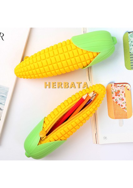 Sarı Simülasyon Mısır Şekli Silikon Kalem Kutusu Kalem Çantaları Dörtlü Kalem Çantası Öğrenci Kırtasiye Okul Malzemeleri Depolama Cartuchera (Yurt Dışından) fırsatları