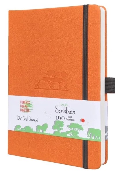 Turuncu Nokta Izgaralı Sayfalar Buke Noktalı Günlük Nokta Izgaralı Defter Sketcbook - Pu Deri, 160GSM Kalın Kağıt, Iç Cep, Elastik Kapatma, Kalemlik (Yurt Dışından)