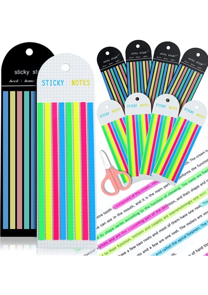 200PCS 1280 Adet Şeffaf Fosforlu Bant, Açıklamalı Kitaplar Için Çıkarılabilir Yapışkan Sekmeler, Makaslı Uzun Şeritler Sayfa Işaretleyiciler Sekmeler, (Yurt Dışından) fiyatları