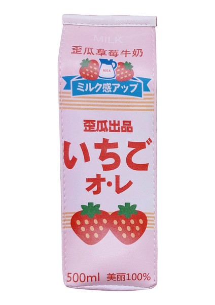 Pembe Çilek Yaratıcı Pu Deri Kalem Kutusu Çilekli Süt Kutusu Sevimli Kalem Kutusu Kawaii Kırtasiye Okul Malzemeleri Çocuklar Hediye (Yurt Dışından)