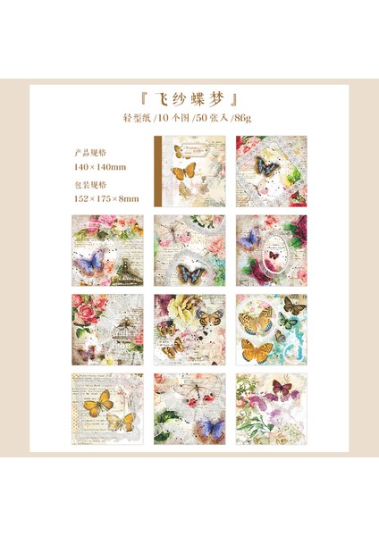 C Yoofun 50 Adet/grup Vintage Rüya Bahçe Bloknot Malzeme Kağıt Önemsiz Dergisi Scrapbooking Kartları Retro Arka Plan Dekorasyon Kağıdı (Yurt Dışından)