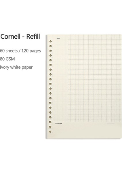 Cornell Yedek A5 20 Delik A5 B5 20 Delik Gevşek Yaprak Defter Dolum 60 Sayfalık Spiral Bağlayıcı Kağıt Dizini Iç Sayfa Nokta Izgara Boş Connell Kırtasiye (Yurt Dışından)