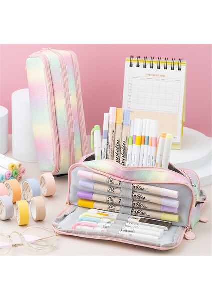 Saklama Çantası Kalem Kutuları Okul Kalem Kutusu Büyük Saklama Çantası Sevimli Kese Kawaii Çok Fonksiyonlu Gökkuşağı Papeleria Okul Tedarik Kırtasiye (Yurt Dışından) modelleri