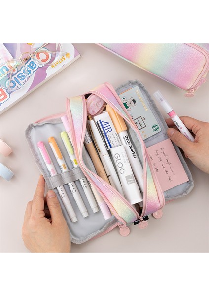 Saklama Çantası Kalem Kutuları Okul Kalem Kutusu Büyük Saklama Çantası Sevimli Kese Kawaii Çok Fonksiyonlu Gökkuşağı Papeleria Okul Tedarik Kırtasiye (Yurt Dışından) indirimleri