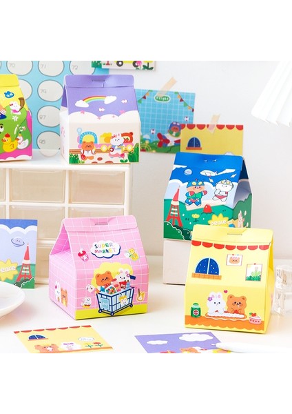 D Mohamm 200 Yaprak Süt Kutusu Not Karikatür Sevimli Ayı Tavşan Özü Çift Yapışkan Bant Taşınabilir Not Not Kağıdı (Yurt Dışından) modelleri