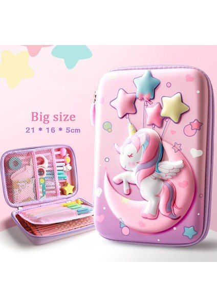 Unicorn Ay-Büyük Unicorn 3D Eva Kalem Kutusu Kawaii Su Geçirmez Kalem Kutusu Kızlar Için Karikatür Büyük Kapasiteli Okul Malzemeleri Sevimli Kırtasiye Çanta Hediyeler (Yurt Dışından)
