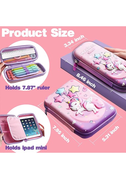 Unicorn Ay-Büyük Unicorn 3D Eva Kalem Kutusu Kawaii Su Geçirmez Kalem Kutusu Kızlar Için Karikatür Büyük Kapasiteli Okul Malzemeleri Sevimli Kırtasiye Çanta Hediyeler (Yurt Dışından) fırsatları