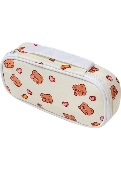 OSS24335WT Kawaii Tuval Kalem Kutusu Kız Erkek Karikatür Ayı Kalem Kutusu Kalem Kutusu Çantası Büyük Kapasiteli Kalem Kutusu Kılıfı Kırtasiye Hediye (Yurt Dışından)