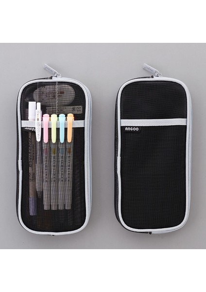 Pembe Şeffaf Kalem Kutusu Kore Moda Torbalar Basit Acıbadem Kurabiyesi Büyük Kapasiteli Kalem Çantası Öğrenciler Kırtasiye Okul Malzemeleri (Yurt Dışından) modelleri