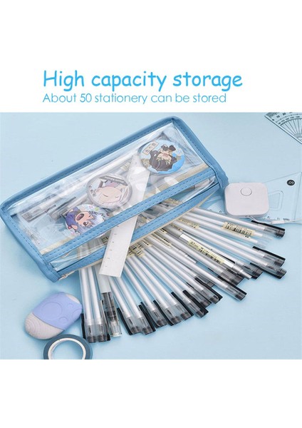 Beyaz Çift Şeffaf Kalem Kutusu Taşınabilir Basit Büyük Kapasiteli Pvc Saklama Çantası Yaratıcı Kırtasiye Çantası Moda Okul Malzemeleri (Yurt Dışından) modelleri