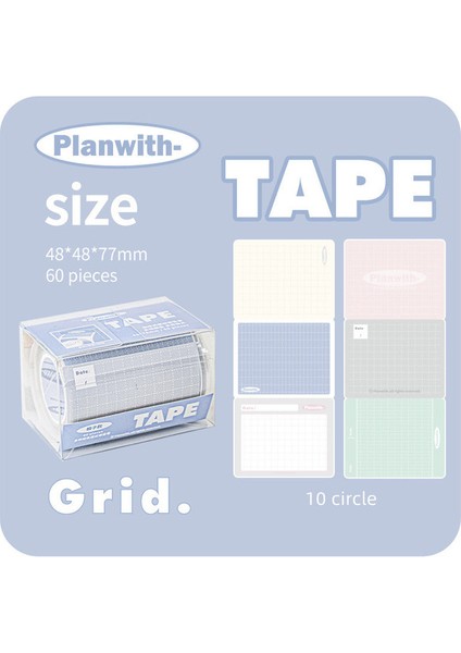 No.2 60 Adet Çok Fonksiyonlu Bloknot Yaratıcı Yatay Izgara Boş Düz Renk Yapışkan Not Güzel Kırtasiye Bant Öğrenci Malzemeleri (Yurt Dışından)