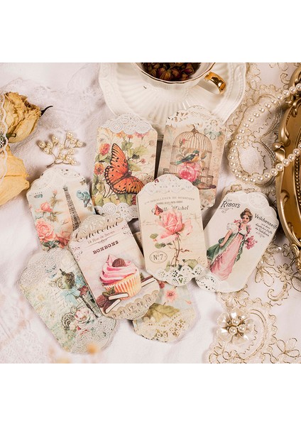 E-Mavi Eki 45 Adet Not Defteri Malzemesi Yapışkan Arka Plan Tatlı Çiçek Not Defteri Yapışkanlı Kelebek Paris Dantel Etiket Çıkartmaları Scrapbooking (Yurt Dışından)
