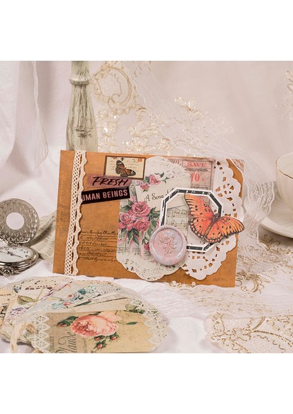 E-Mavi Eki 45 Adet Not Defteri Malzemesi Yapışkan Arka Plan Tatlı Çiçek Not Defteri Yapışkanlı Kelebek Paris Dantel Etiket Çıkartmaları Scrapbooking (Yurt Dışından)