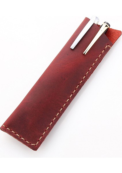 Şarap El Yapımı Hakiki Deri Kalem Çantası, Rustik Tutucu Kılıf, Deri Defter Için Vintage Retro Tarzı Aksesuarları (Yurt Dışından)