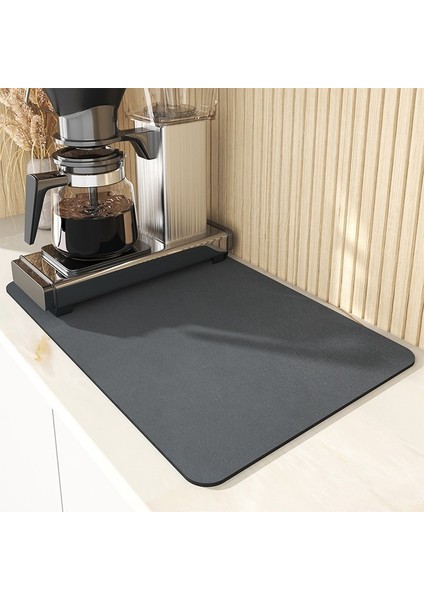 Siyah 60X50 cm Süper Emici Kaymaz Kahve Tabağı Büyük Mutfak Emici Drenaj Mat Kurutma Mat Hızlı Kuru Banyo Drenaj Pedi (Yurt Dışından)