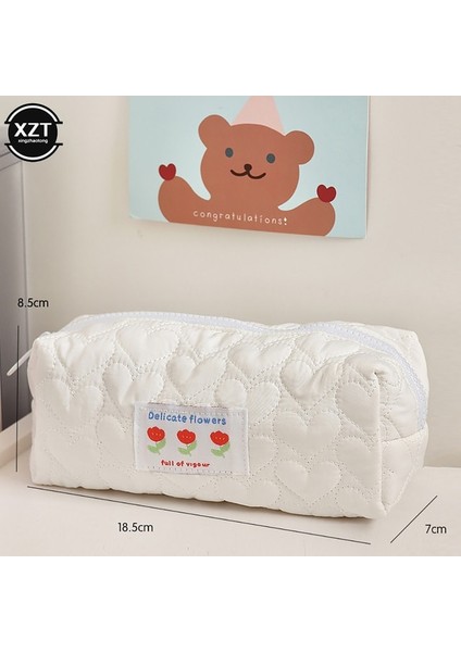Beyaz Kawaii Peluş Yastık Kalem Kutusu Büyük Kapasiteli Tofu Küpleri Şekli Çanta Kırtasiye Torbalar Kızlar Okul Öğrencileri Malzemeleri Hediyeler (Yurt Dışından)