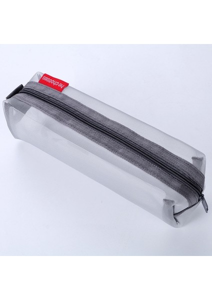 Gri 2 Erkek Kız Örgü Kalem Kutusu Basit Şeffaf Örgü Belge Çantası Fermuar Kırtasiye Çantası Naylon Örgü Çanta Okul Ofis Malzemeleri (Yurt Dışından)