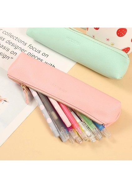 Pembe Pu Düz Renkli Kalem Saklama Çantası Kalem Kutusu Yaratıcı Mini Deri Kalem Kutusu Kalemler Dolma Kalemler Cep Yetişkinler Için Iş (Yurt Dışından) modelleri