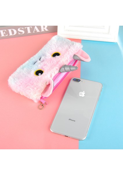 D 1 Parça Kawaii Sevimli Unicorn Peluş Kese Kalem Kutusu Çanta Anahtarlık Kolye Bozuk Para Cüzdanı Cüzdan Kılıf Kılıfı Çanta Okul Malzemeleri Hediye (Yurt Dışından) fırsatları