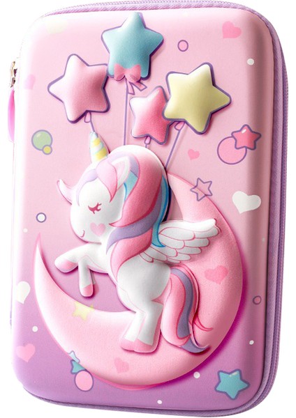 Pembe Unicorn-A 3D Unicorn Eva Kalem Kutusu Karikatür Kırtasiye Kutusu Kızlar Için Çocuk Kalem Saklama Kutusu Öğrenci Kalem Kutusu Okul Kaynağı ipad Kılıfı (Yurt Dışından)