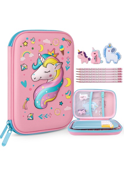 Pembe Unicorn-A 3D Unicorn Eva Kalem Kutusu Karikatür Kırtasiye Kutusu Kızlar Için Çocuk Kalem Saklama Kutusu Öğrenci Kalem Kutusu Okul Kaynağı ipad Kılıfı (Yurt Dışından) fiyatları