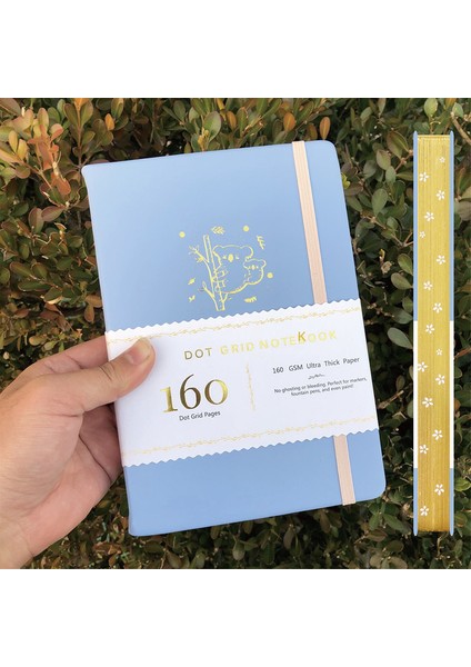 Aqua Mavi 160GSM Bambu Kağıt Koala Aqua Mavi Pu Deri Kapak Mermi Noktalı Defter A5 Ciltli Dergi 160GSM Bambu Kağıt Altın Kenarları (Yurt Dışından)