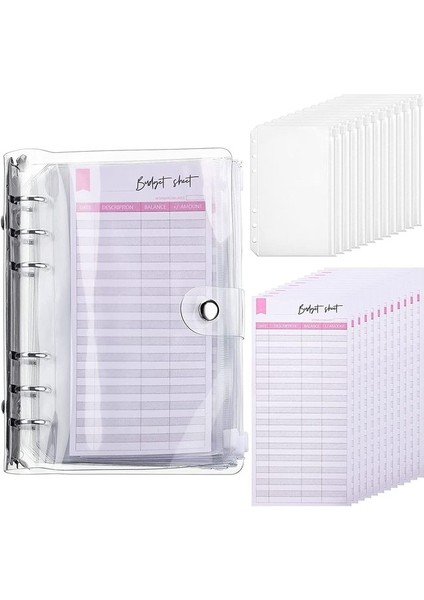 1 Takım A6 Şeffaf Bağlayıcı Bütçe Planlayıcısı Organizatör 6 Halkalı Bağlayıcı Kapağı 6 Adet Bağlayıcı Cepleri ve 12 Adet Gider Bütçesi Sayfaları (Yurt Dışından)