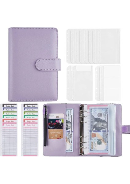 Siyah Yeni A6 Bağlayıcı Defter Bütçe Planlayıcısı Defter Kapakları Klasör 6 Delikli Bağlayıcı Cepler Plastik Bağlayıcı Fermuar Para Tasarrufu Zarf (Yurt Dışından) modelleri