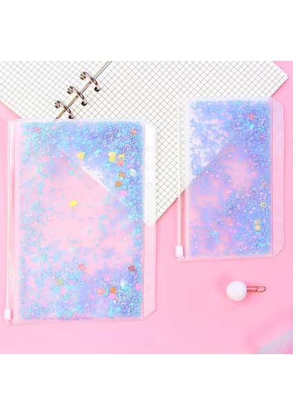 Mavi Çanta A7 A5/a6 Pu Acıbadem Kurabiyesi Lazer Glitter Gevşek Yaprak Kapak Bağlayıcı Süt Defterleri Sert Kapak Dolum Dergisi Gezginler Deri Kapak (Yurt Dışından)