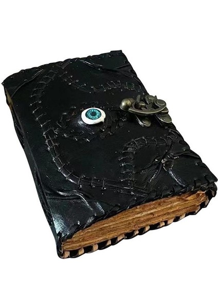 Siyah Vintage Nazar Defteri Dizüstü Deri El Yapımı Kilit Toka Dergisi Kabartmalı Dizüstü Seyahat Günlüğü Ofis Okul Kırtasiye (Yurt Dışından)