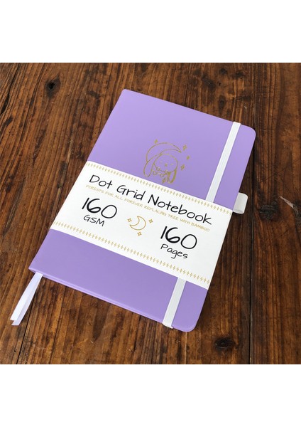 Mor A5 Boyutu Güzel Tavşan ve Ay Yıldız A5 Pu Deri Ciltli Noktalı Defter Krem Kalın Kağıt Mor Kapaklar (Yurt Dışından)