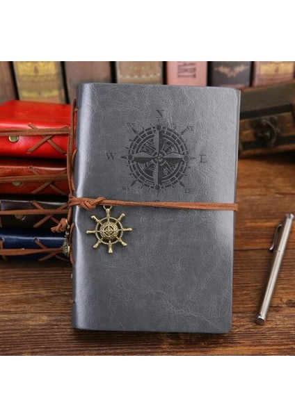 Açık Gri Büyük 165X235MM 2023 Spiral Defter Günlüğü Not Defteri Vintage Korsan Çapalar Pu Deri Not Defteri Değiştirilebilir Kırtasiye Hediye Gezgin Dergisi (Yurt Dışından)