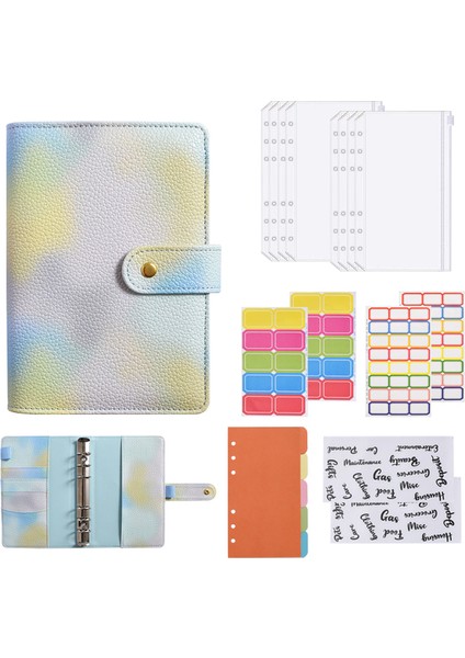 1 Takım A6 Batik Renk Değişimi Renk Gevşek Yaprak Defter 8 Adet Zip Cep, Bağlayıcı Bütçe Planlayıcısı Organizatör (Yurt Dışından)