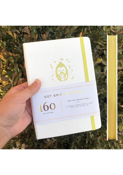 Beyaz 160GSM Bambu Kağıt Koala Aqua Mavi Pu Deri Kapak Mermi Noktalı Defter A5 Ciltli Dergi 160GSM Bambu Kağıt Altın Kenarları (Yurt Dışından)
