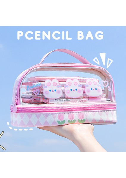 Style6 Kawaii Kalem Kutusu Çift Katmanlı Büyük Kapasiteli Kalem Çantası Karikatür Taşınabilir Kalem Kutusu Okul Öğrenci Malzemeleri Kırtasiye Organizatör (Yurt Dışından) fiyatları