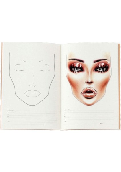 Avrupa Face Book A4 Makyaj Sanatçısı Yüz Tabloları Makyajlı Facechart Çizimi, 30 Yaprak Kağıt (Yurt Dışından) modelleri