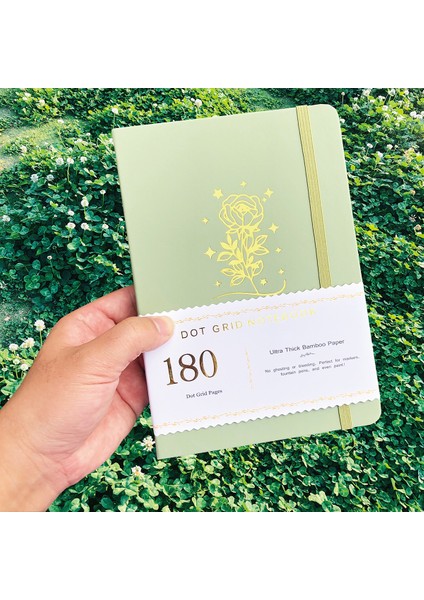 Pembe 180GSM Bambu Kağıdı 180GSM Noktalı Defter Nokta Izgara Dergisi Suluboya Eskiz Defteri Kalınlaşmak Bambu Kağıdı 160 Sayfa 5X5MM Su Geçirmez Kumaş Ciltli (Yurt Dışından)