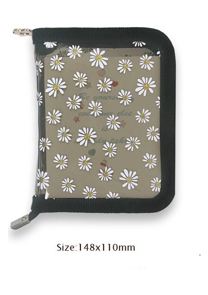 Papatya Siyah Sharkbang Mini 3 Halka Bağlayıcı Süt 3 Delik Fermuar Kapak Gevşek Yaprak Günlük Defter Trf Cep Not Defteri Okul Kırtasiye (Yurt Dışından)