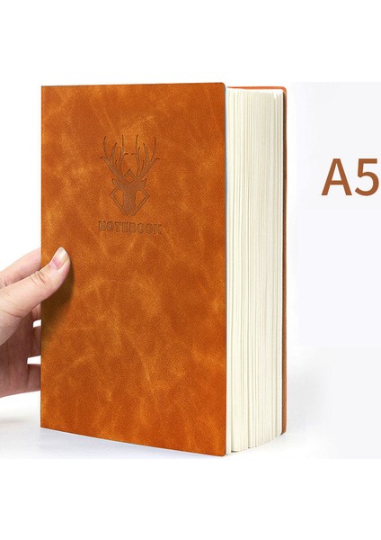 D Kahverengi Süper Kalın Günlük Defter Günlük Iş Ofis Çalışma Kitabı 360 A5 Basit Üniversite Günlüğü Okul Malzemeleri Sayfaları Yatay Çizgi (Yurt Dışından)