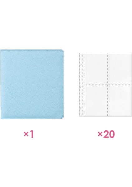 Mavi Takım Elbise A5 3 Yüzük Plrbok A5 Parıltılı Deri Fotoğraf Kartları Albümü 3 Yüzük 7.6×9.8mm Kawaii Sevimli Ciltleyici Fotocard 20 Sayfa 4 Cep Kollu 80 Fotoğraf (Yurt Dışından)