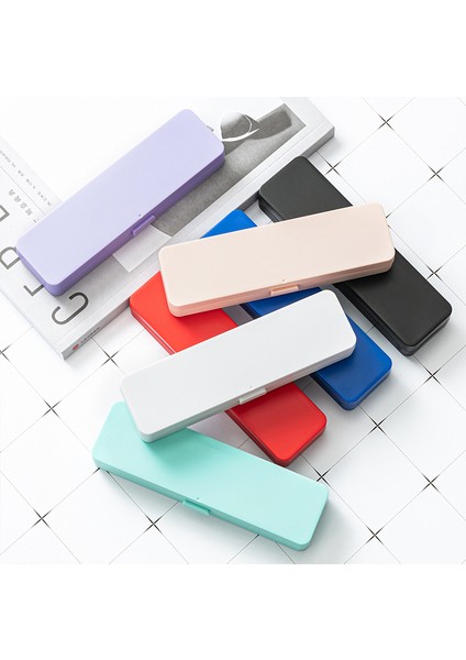 Beyaz Basit Mat Plastik Kalem Kutuları Buzlu Çok Renkli Depolama Malzemeleri Aşınmaya Dayanıklı Okul Hediyeleri Kalem Kutusu Japon Kırtasiye (Yurt Dışından) modelleri