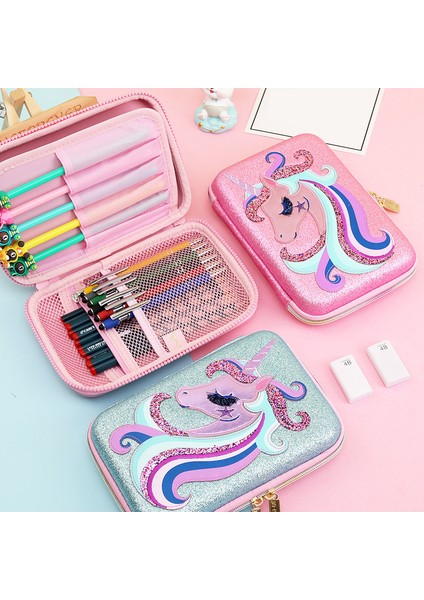 x Unicorn Kalem Kutusu Sevimli Flamingo Estuche Escolar Eva Estuche Lapices Kalem Kutusu Trousse Scolaire Büyük Kapasiteli Piornik Szkolny (Yurt Dışından)