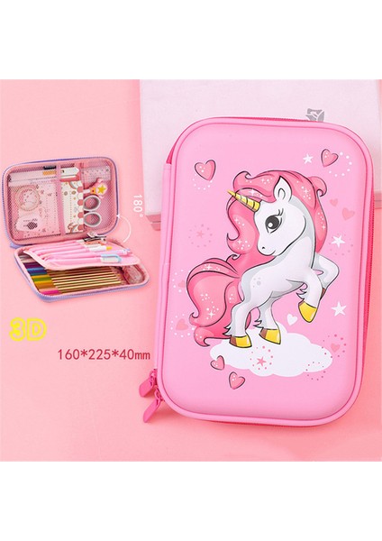 A4 3D Unicorn Kalem Kutusu Okul Sevimli Kalem Kutusu Eva Sert Kabuklu Kalem Kutusu Kızlar Kalem Çantası Öğrenci Kalem Çantası Karikatür Kawaii Kırtasiye (Yurt Dışından)