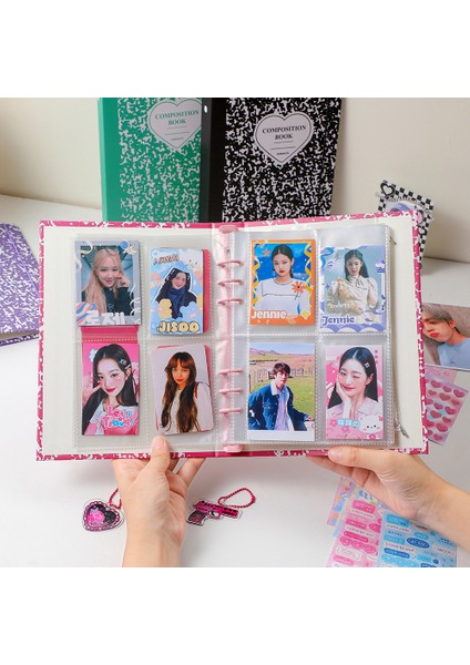Mor Moda A5 Ciltli Defter Dergi Kapağı Ins Bandaj Fotoğraf Kartları Çıkartmalar Kitap Fotoğraf Kartları Toplamak Organzier Kırtasiye (Yurt Dışından) fırsatları