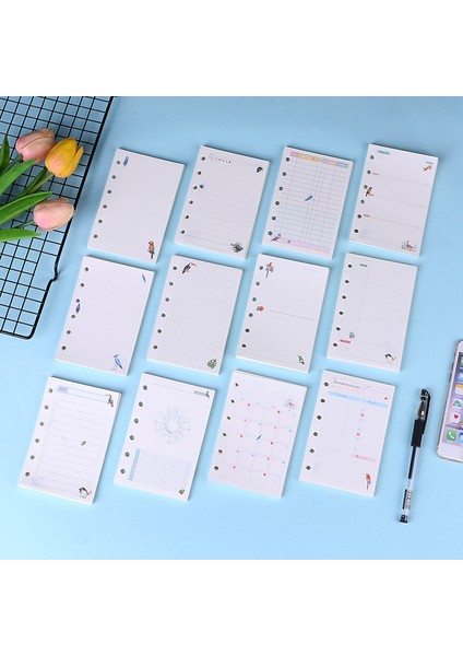 Çizgi A6 2023 45 Sayfa Kawaii A5 A6 Gevşek Yaprak Defter Kağıdı Dolum Spiral Bağlayıcı Dizin Iç Sayfalar Aylık Haftalık Günlük Planlayıcı Gündem (Yurt Dışından) modelleri