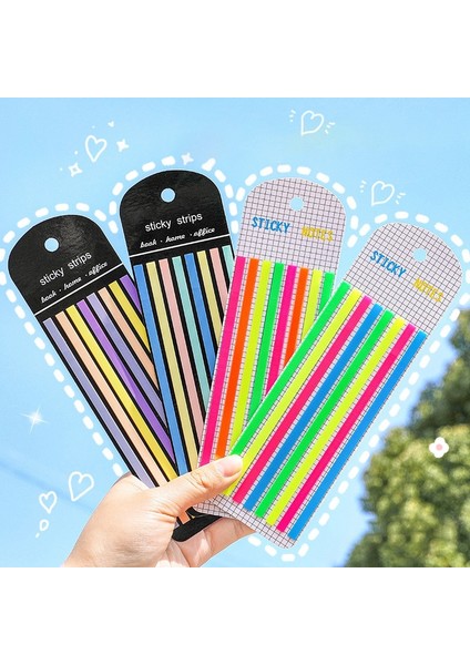 B-Macaron 1 160 Adet Paket Başına Not Yapışkan Renkli Ince Yer Işareti Dıy Uzun Şerit Endeksi Yarı Saydam Etiket Floresan Macaron Kırtasiye (Yurt Dışından)