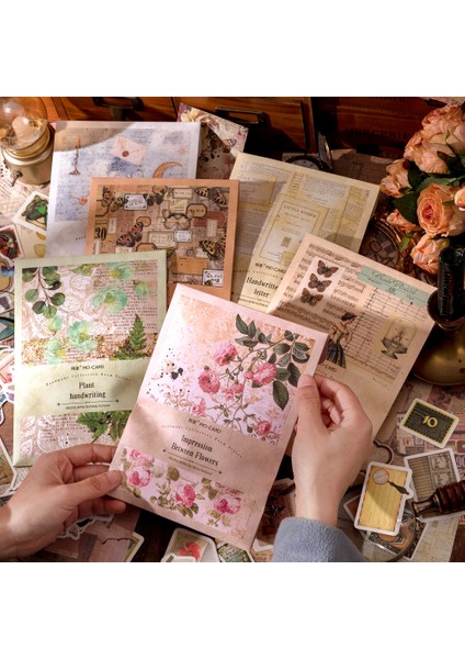 Stil 5 100 Adet Vintage Çiçek Kelebek Mektup Malzeme Etiket Retro Kağıt Deco Scrapbooking Kolaj Arka Plan Dıy Dergisi Günlüğü Zanaat (Yurt Dışından)