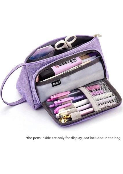 Lavanta Mor Angoo [saf] Renkli Kalem Kutusu, Çok Yuvalı Kalem Çantası, Kırtasiye Kozmetik Seyahat Cüzdanı Için Büyük Depolama Kılıfı Organizatör A6443 (Yurt Dışından)